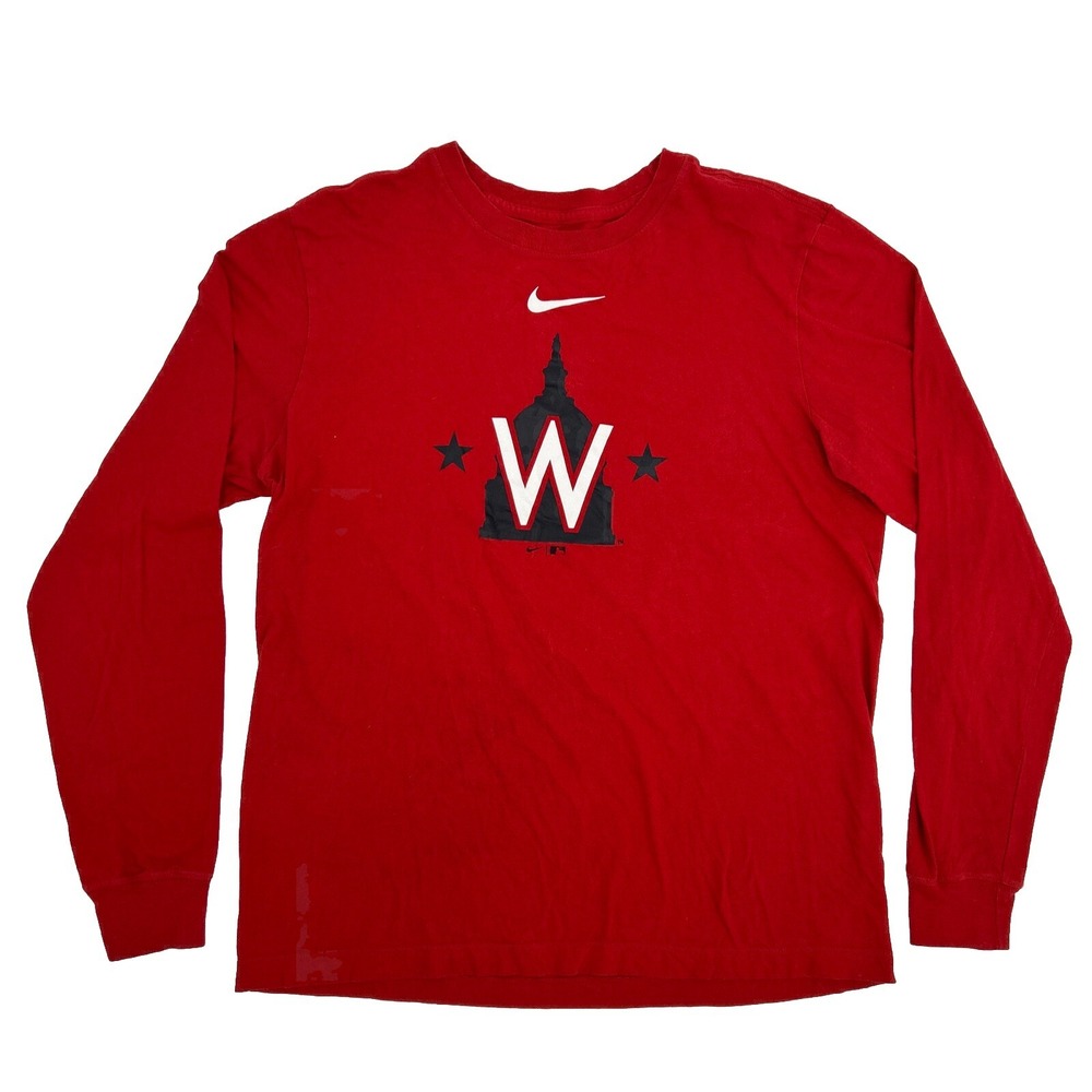Washington Nationals Mens M Red The Nike Tee Long Sleeve Crew Neck‎ MLB